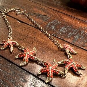 Ann Taylor Gold and Orange Starfish Necklace